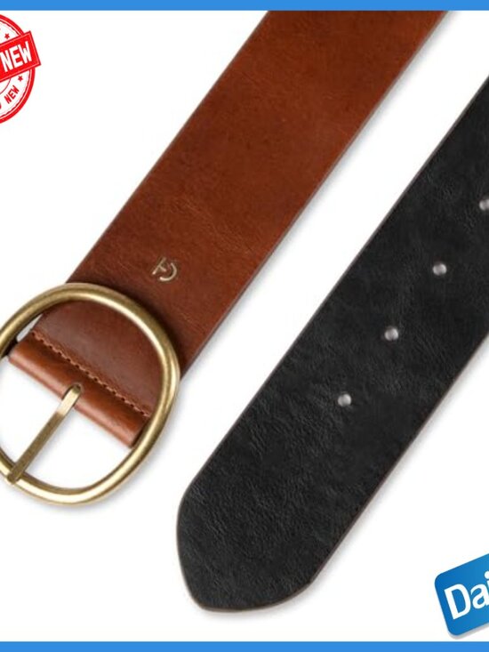 Reversible Leather Belt with Circle Buckle, Adjustable Fit for Dresses Blazers main image 7